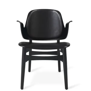 Warm Nordic Gesture Lounge Chair SH: 46 cm – Schwarz/Schwarzes Leder Gratis Versand