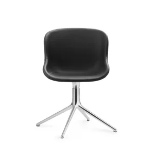 Normann Copenhagen Hyg Drehstuhl, vollständig gepolstert, SH: 46 cm – schwarzes Leder/Aluminium Top-Preis