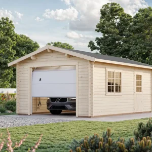 Heißes Angebot Palmako Holzgarage Roger 19,0 m² mit Sektionaltor