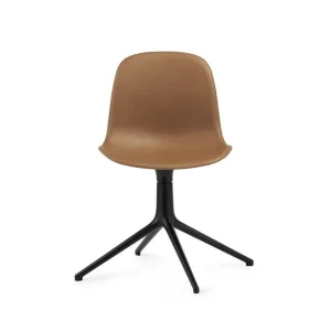 Billig Normann Copenhagen Form Drehstuhl SH: 44 cm – Brandy-Leder/Schwarzes Aluminium