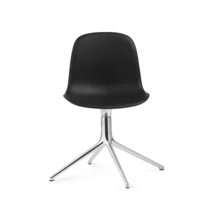 Sofort Bestellen Normann Copenhagen Form Drehstuhl SH: 44 cm – Schwarzes Leder/Aluminium