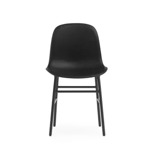 Expressversand Normann Copenhagen Form Stuhl SH: 44 cm – Schwarzes Leder/Stahl