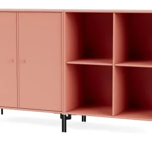 Expressversand Montana Selection Paar Beistelltisch mit Beinen 139,2 x 69,6 cm – 151 Rhabarber / Schwarz