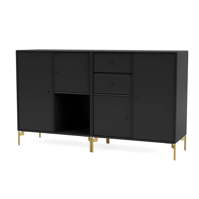 Saisonangebot Montana Selection Couple Beistelltisch mit Beinen 139,2 x 69,6 cm – 05 Schwarz / Messing