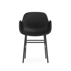 Bestseller Normann Copenhagen Form Sessel SH: 44 cm – Schwarzes Leder/Stahl