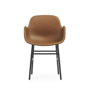 Markenware Normann Copenhagen Form Sessel SH: 44 cm – Brandy Leder/Stahl
