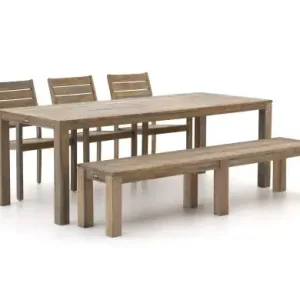 Markenprodukt ROUGH-S 220 cm Gartenmöbel-Set mit Bank 5-teilig stapelbar