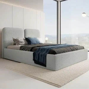 Zertifiziert Elegantes Polsterbett Bouclé 120x200 Grau BUBBLE III