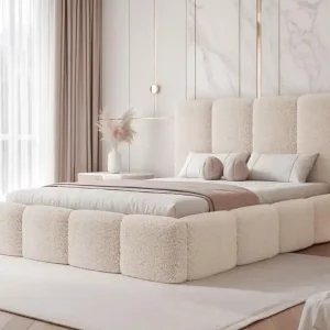 Top-Preis Elegantes Polsterbett im modernen Design mit hohem Kopfteil 160x200 Beige