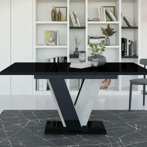 Esstisch Küchentisch MANO Schwarz Hochglanz+Stone Neue Ware