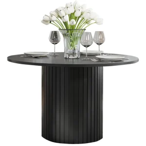 Esstisch MODERNO Säulengestell mit Rillenstruktur Schwarz Must-Have