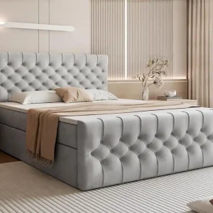 Exklusives Boxspringbett MIAMI mit hochwertiger H3 Matratz Grau 180x200 MIAMI Highlight