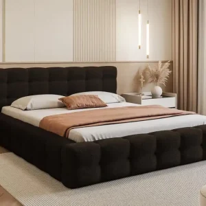 Funktionales Doppelbett 160x200 mit Stauraum schwarz CLOUDY Kostenloser Rückversand