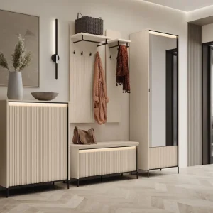 Garderoben-Set Beige mit Lamellen FLORE Direktkauf