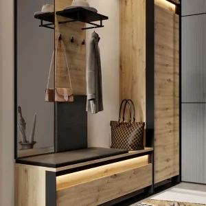 Garderoben-Set LIMA (Schrank, Kleiderbügel, Schuhregal, Spiegel) Garantierte Lieferung