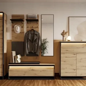 Garderoben-Set LIMA Eiche Artisan/Schwarz Heißes Angebot