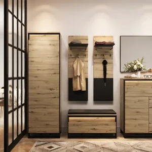 Garderoben-Set LIMA Eiche Artisan/Schwarz Knallerangebot