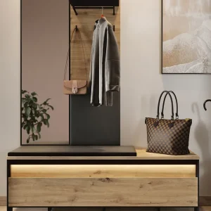 Garderoben-Set mit Spiegel und Kleiderbügeln + Schuhregal LIMA Neu Im Sortiment