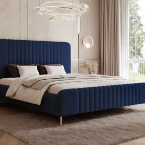 Angebot Glamour Polsterbett mit Füßen 120x200 Blau ANORA