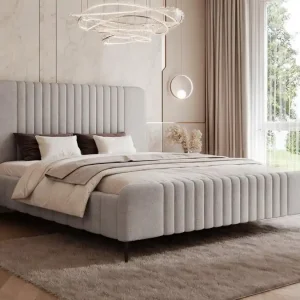 Begrenztes Angebot Glamour Polsterbett mit Füßen 160x200 Boucle Grau ANORA