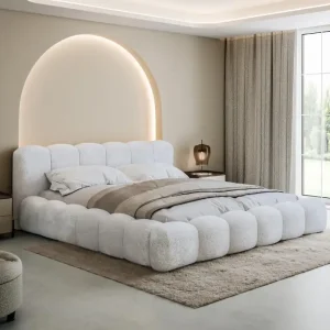 Direktkauf Glamour Wolkenbett 140x200 mit Holzrahmen Weiß ERMS