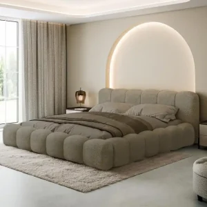 Finale Aktion Glamour Wolkenbett 200x200 mit Holzrahmen Hellbraun ERMS