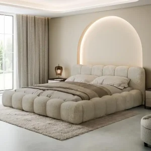 Expressversand Glamour Wolkenbett 200x200 mit Metallrahmen Beige ERMS