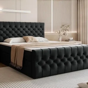Angebot Glamouröses Boxspringbett Schwarz 180x200 MIAMI