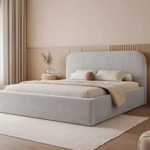 Beliebt Grau Bouclé Stoff Polsterbett 120x200 BAVARO