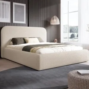 Ausverkauf Hellbeige Polsterbett 160x200 mit holzrahmen MAT