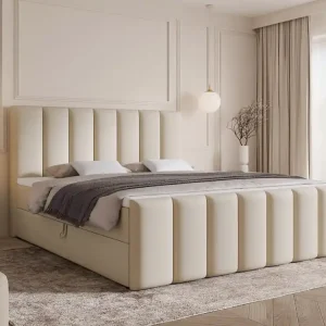 Angebot Hellbeige Velvet Boxspringbett 160x200 CAOBAS
