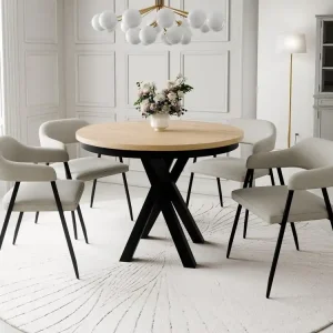 Wochenendangebot Industrial Japandi Esstisch Eiche Hikora/Schwarz 100cm LOFTO