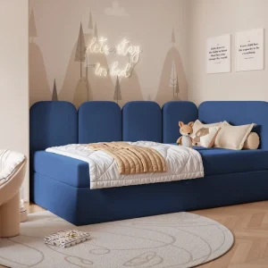 Abverkauf Kinderbett für Jungen DREAMY Velvet Blau mit Bettkasten