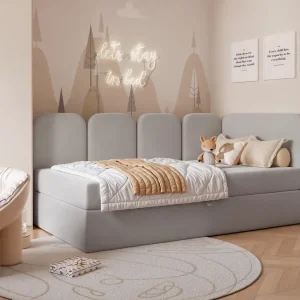 Aktuell Kinderbett Grau mit Bettkasten DREAMY Velvet