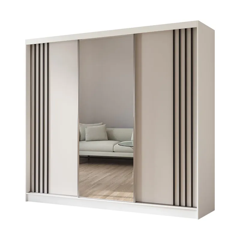 Finale Aktion Kleiderschrank MALTA Breite: 240 cm Weiß + Schwarz