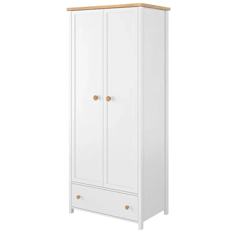 Angebot Kleiderschrank TOMMY mit 1 Schublade Drehtürenschrank Weiß