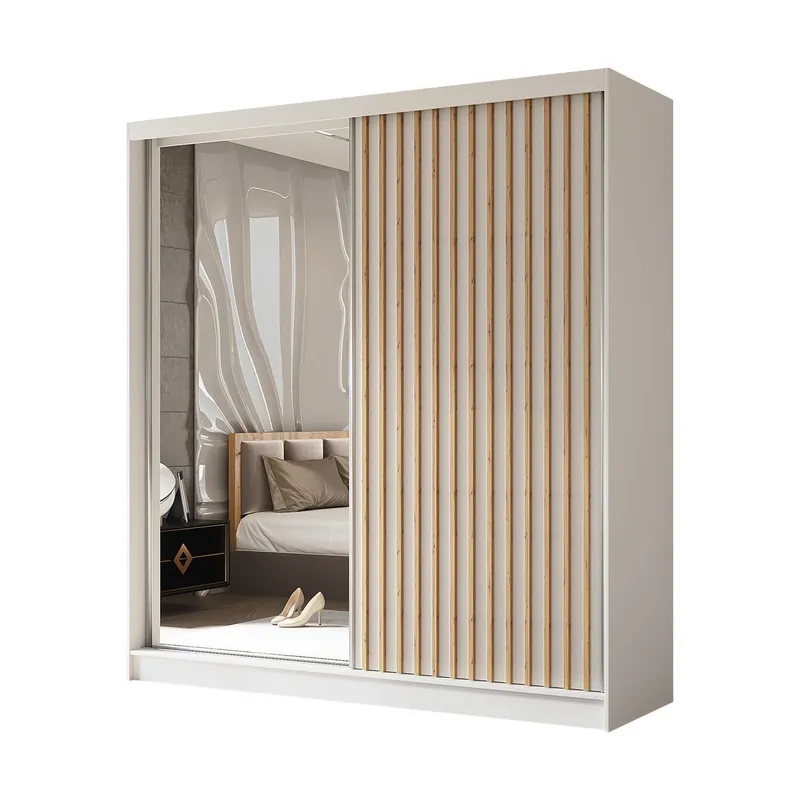 Aktuell Kleiderschrank VENTURA mit Lamellen Weiß