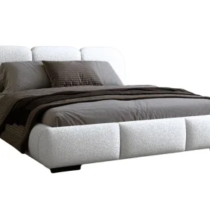 Billig Komfortables Polsterbett mit Metallrahmen 140x200 Weiß