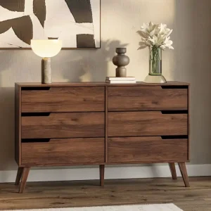 Wochenendangebot Kommode mit 6 Schubladen Nussbaum MONIS