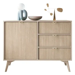 Ausverkauf Kommode Scandi design Holz MARIA Sandbeige / Scandi Fischgrät