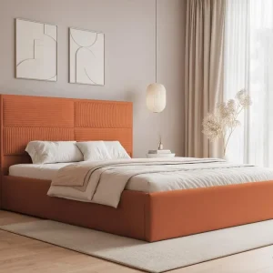 Wochenendangebot Kupfer Polsterbett mit Stauraum Holzrahmen 140x200 SAONA