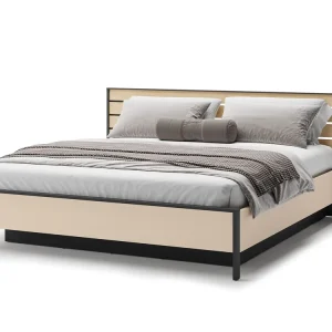 Begrenztes Angebot MIYA Modernes Bett, grau/schwarz Bett mit USB- und C-Anschluss