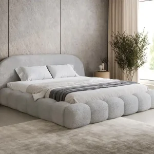 Begrenztes Angebot Moderne Wolkenbett mit Holzrahmen 140x200 Grau OMBIS