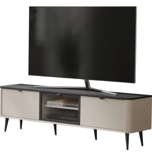 Wochenendangebot Moderner TV-Schrank auf Füße LILIA Kaschmir + Graphit