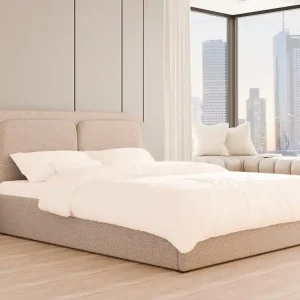 Direktkauf Modernes Beige Polsterbett mit Holzrahmen 180x200 LEA