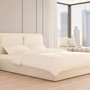Direkt Vom Hersteller Modernes Creme Polsterbett mit Holzrahmen 200x200 LEA