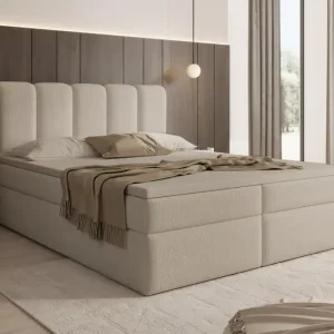 Expressversand Modernes Doppelbett mit Bettkasten 160x200 Beige BELLO