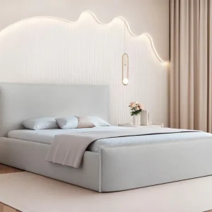 Begrenztes Angebot Modernes Polsterbett 120 Höhe 90 Metalrahmen Grau ISABEL