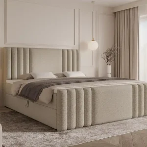Angebot Modisches boucle beige Kontinentalbett 160x200 SARAH