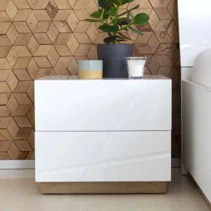 Wochenendangebot Nachttisch FABIA mit 2 Schubladen Modern Weiß